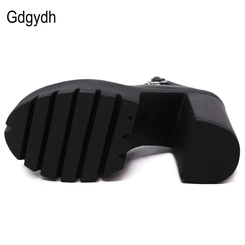 Gdgydh 2020 new spring autumn casual high-heeled shoes sexy ruslana korshunova thick heels platform pumps Black White Size 42