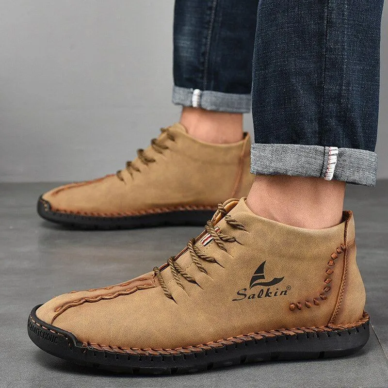 Hand-stitching Men's Casual Shoes MCSHT57  Leather Outdoor Ankle Boots