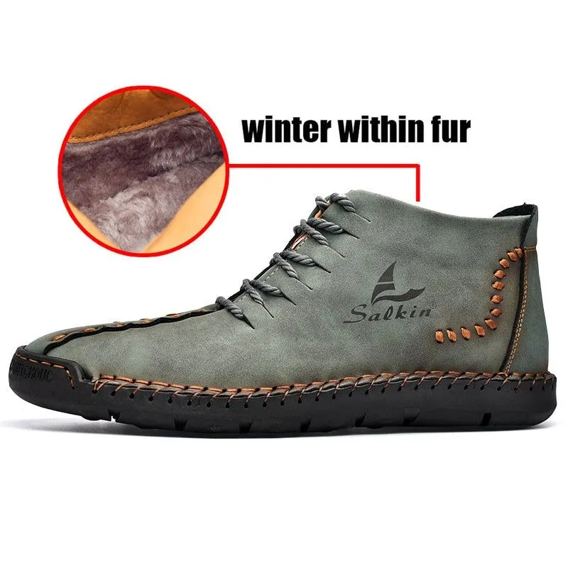 Hand-stitching Men's Casual Shoes MCSHT57  Leather Outdoor Ankle Boots