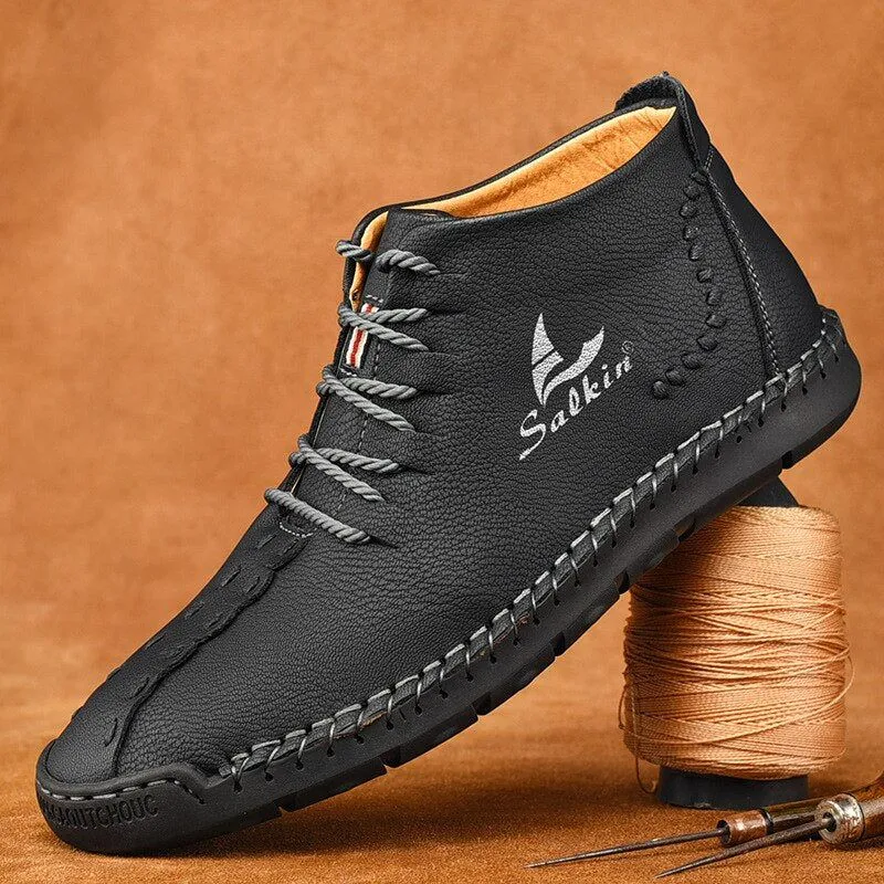 Hand-stitching Men's Casual Shoes MCSHT57  Leather Outdoor Ankle Boots