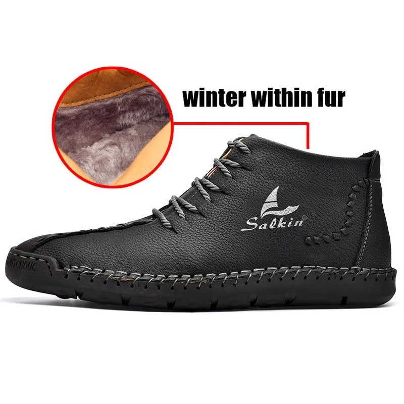 Hand-stitching Men's Casual Shoes MCSHT57  Leather Outdoor Ankle Boots