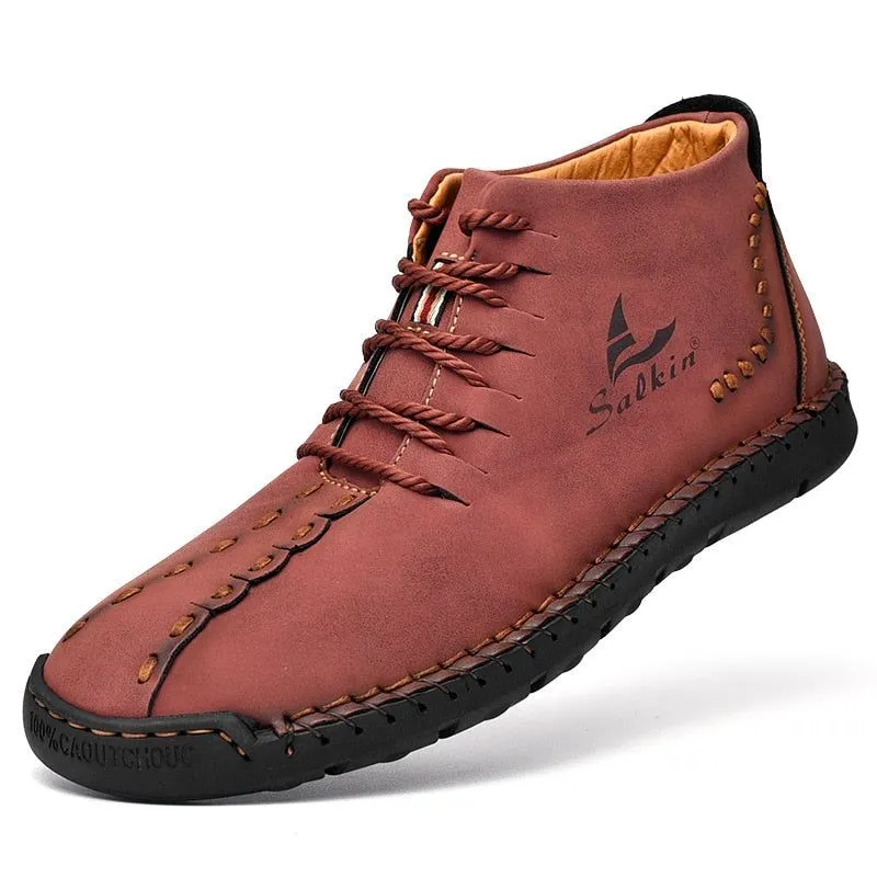 Hand-stitching Men's Casual Shoes MCSHT57  Leather Outdoor Ankle Boots