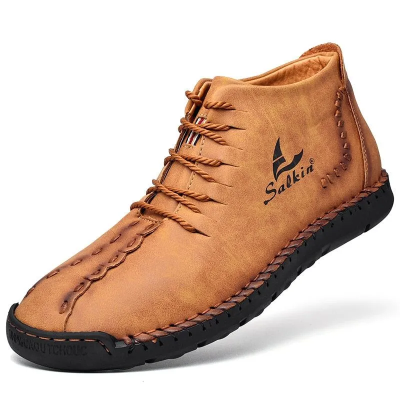 Hand-stitching Men's Casual Shoes MCSHT57  Leather Outdoor Ankle Boots