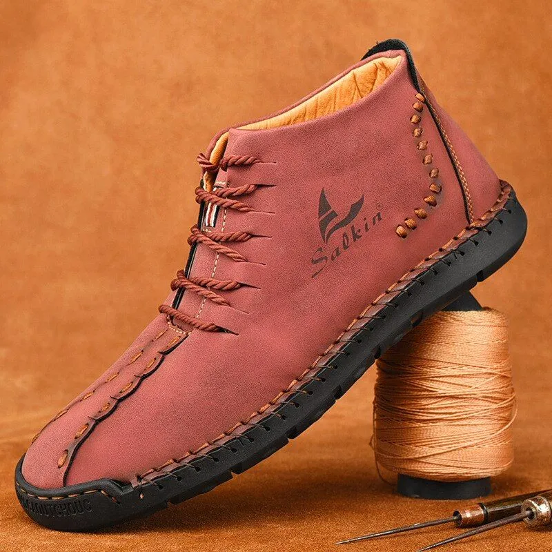 Hand-stitching Men's Casual Shoes MCSHT57  Leather Outdoor Ankle Boots
