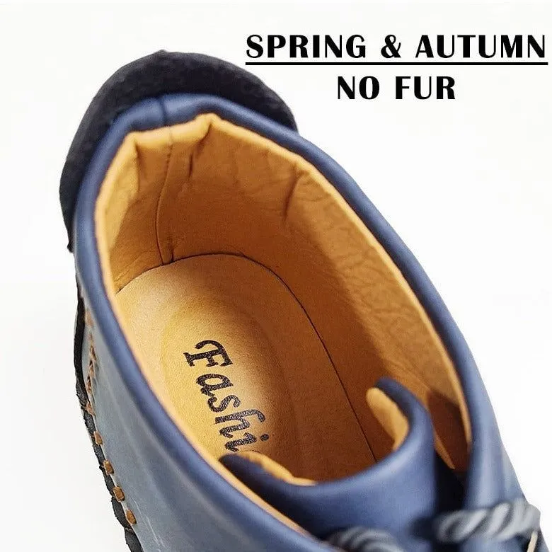 Hand-stitching Men's Casual Shoes MCSHT57  Leather Outdoor Ankle Boots