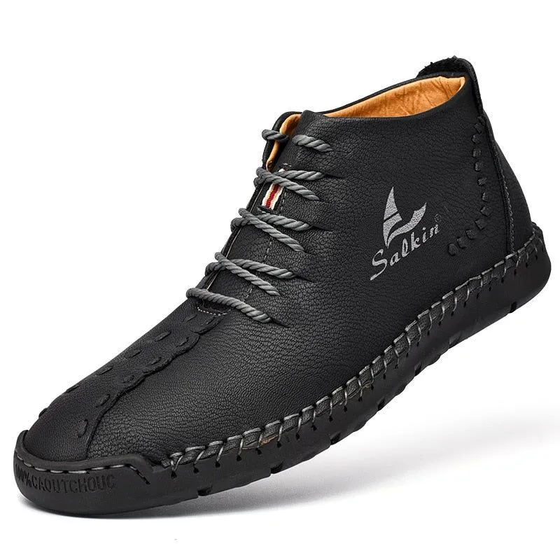 Hand-stitching Men's Casual Shoes MCSHT57  Leather Outdoor Ankle Boots