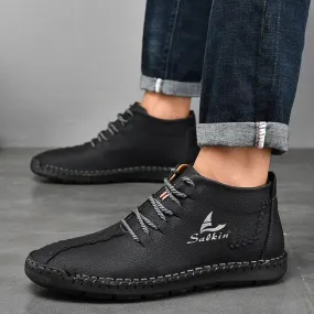 Hand-stitching Men's Casual Shoes MCSHT57  Leather Outdoor Ankle Boots