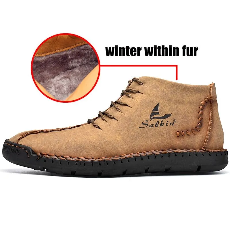 Hand-stitching Men's Casual Shoes MCSHT57  Leather Outdoor Ankle Boots