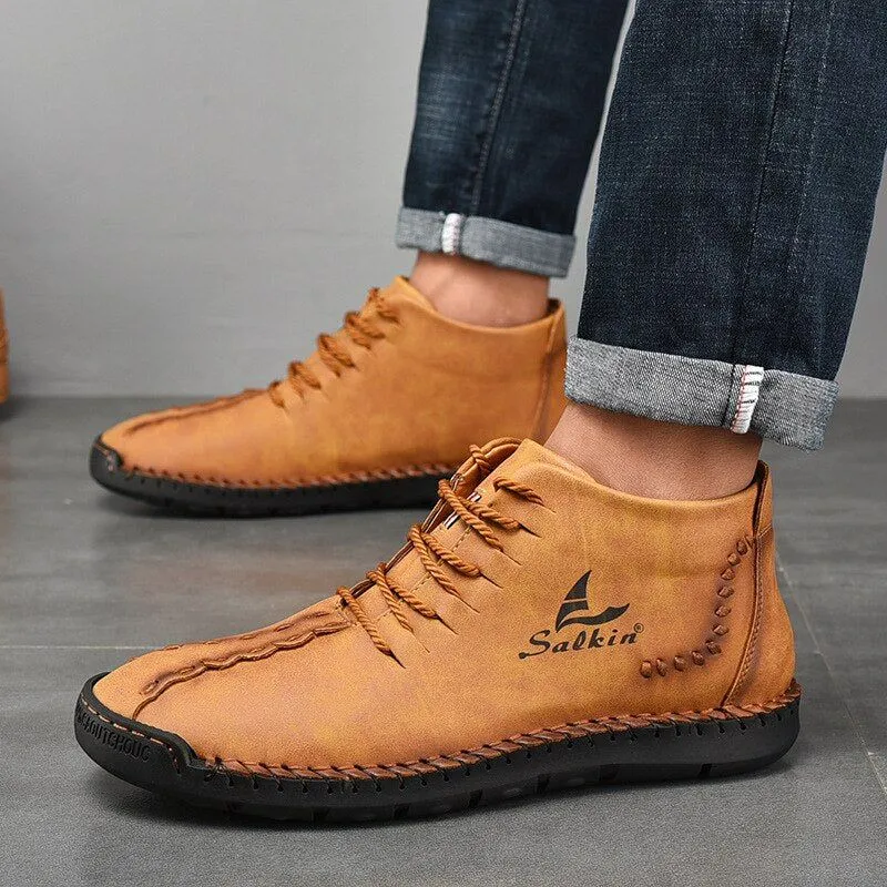 Hand-stitching Men's Casual Shoes MCSHT57  Leather Outdoor Ankle Boots