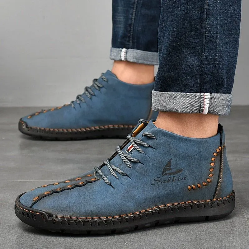 Hand-stitching Men's Casual Shoes MCSHT57  Leather Outdoor Ankle Boots