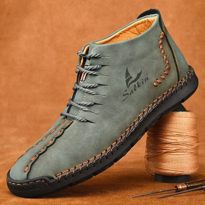 Hand-stitching Men's Casual Shoes MCSHT57  Leather Outdoor Ankle Boots