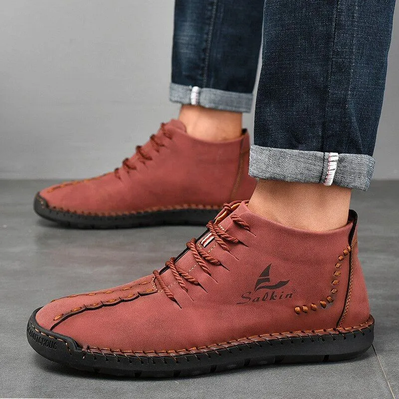 Hand-stitching Men's Casual Shoes MCSHT57  Leather Outdoor Ankle Boots