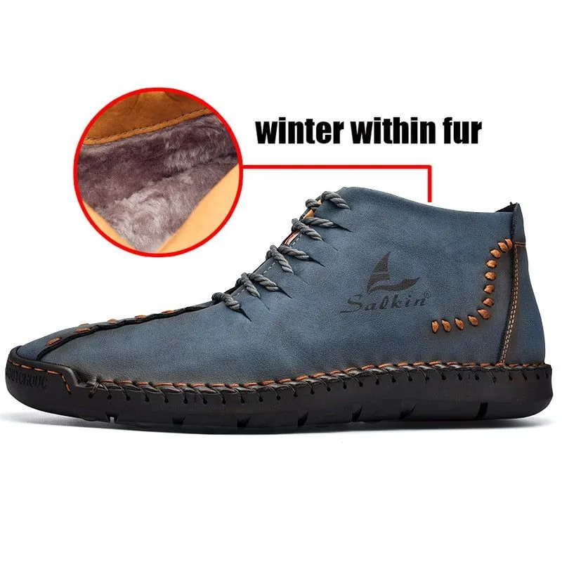 Hand-stitching Men's Casual Shoes MCSHT57  Leather Outdoor Ankle Boots