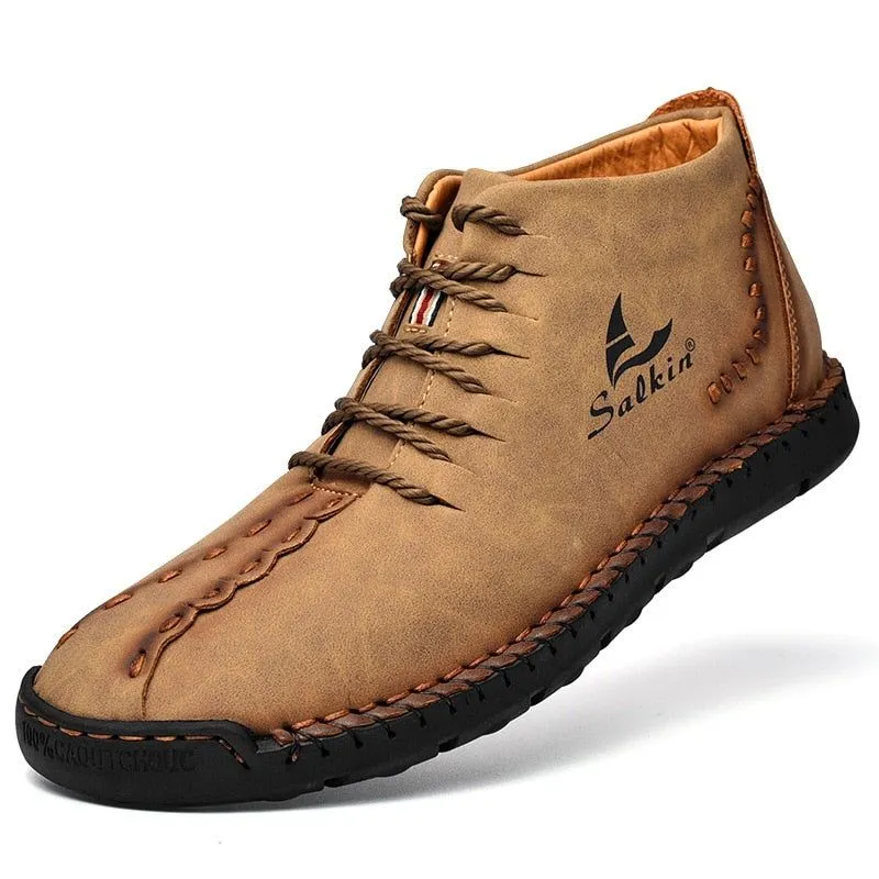 Hand-stitching Men's Casual Shoes MCSHT57  Leather Outdoor Ankle Boots