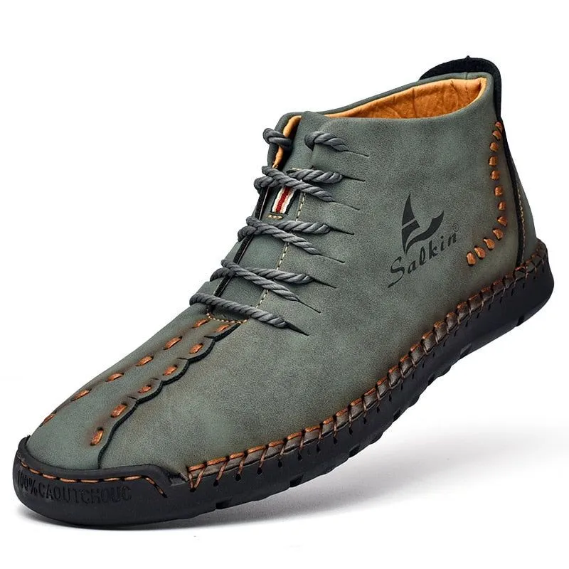 Hand-stitching Men's Casual Shoes MCSHT57  Leather Outdoor Ankle Boots