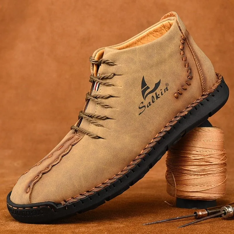 Hand-stitching Men's Casual Shoes MCSHT57  Leather Outdoor Ankle Boots