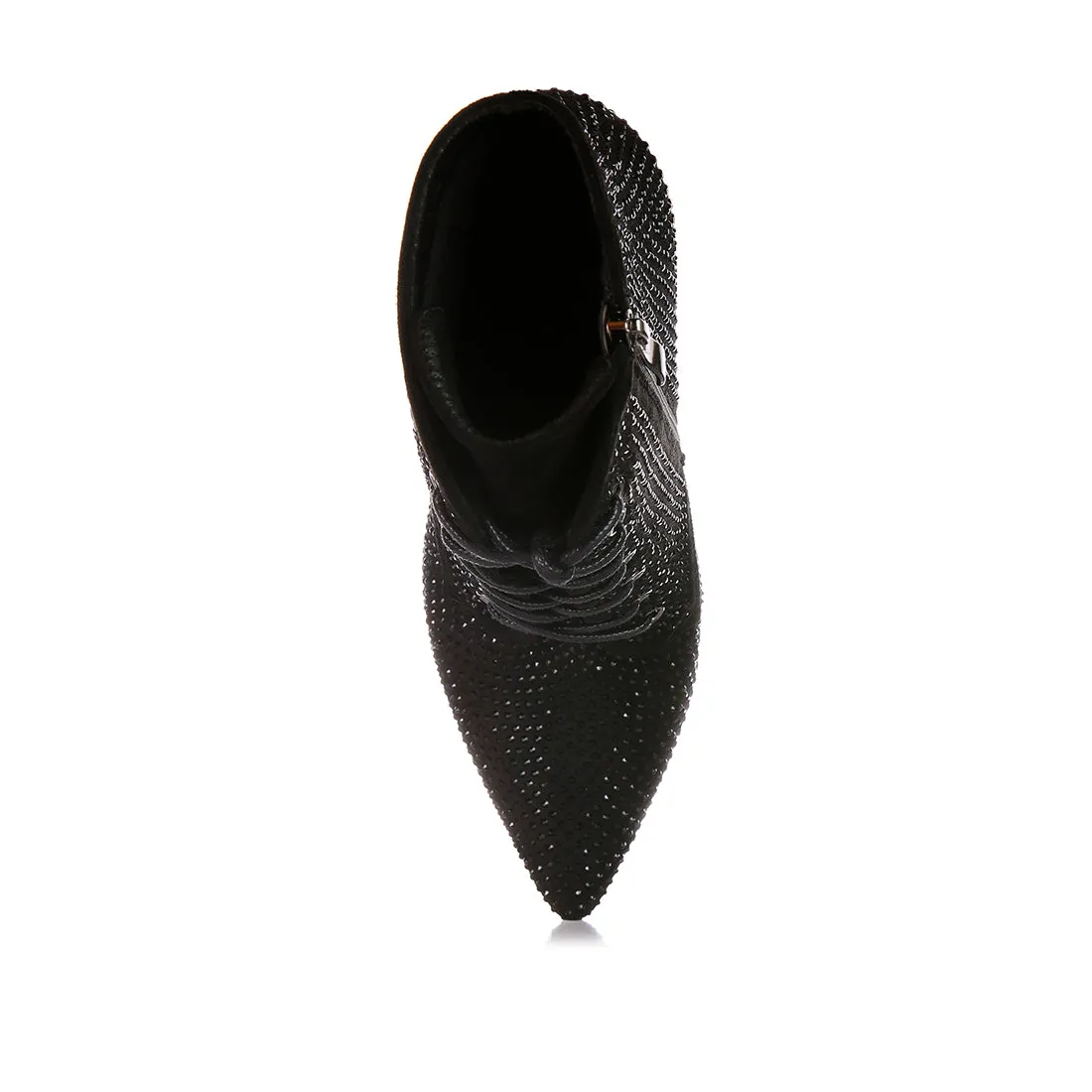 Head On Faux Suede Diamante Ankle Boots