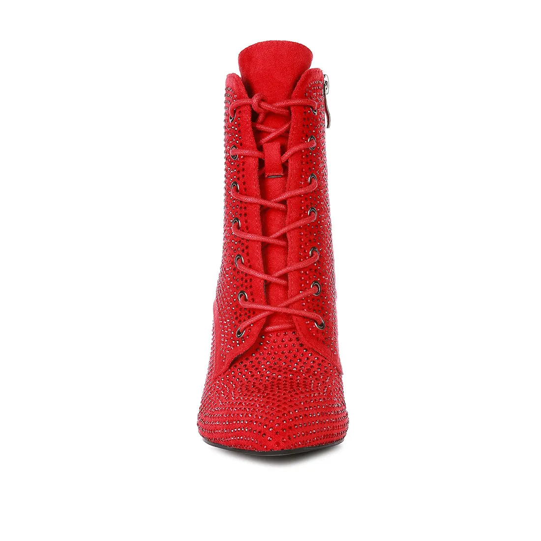 Head On Faux Suede Diamante Ankle Boots