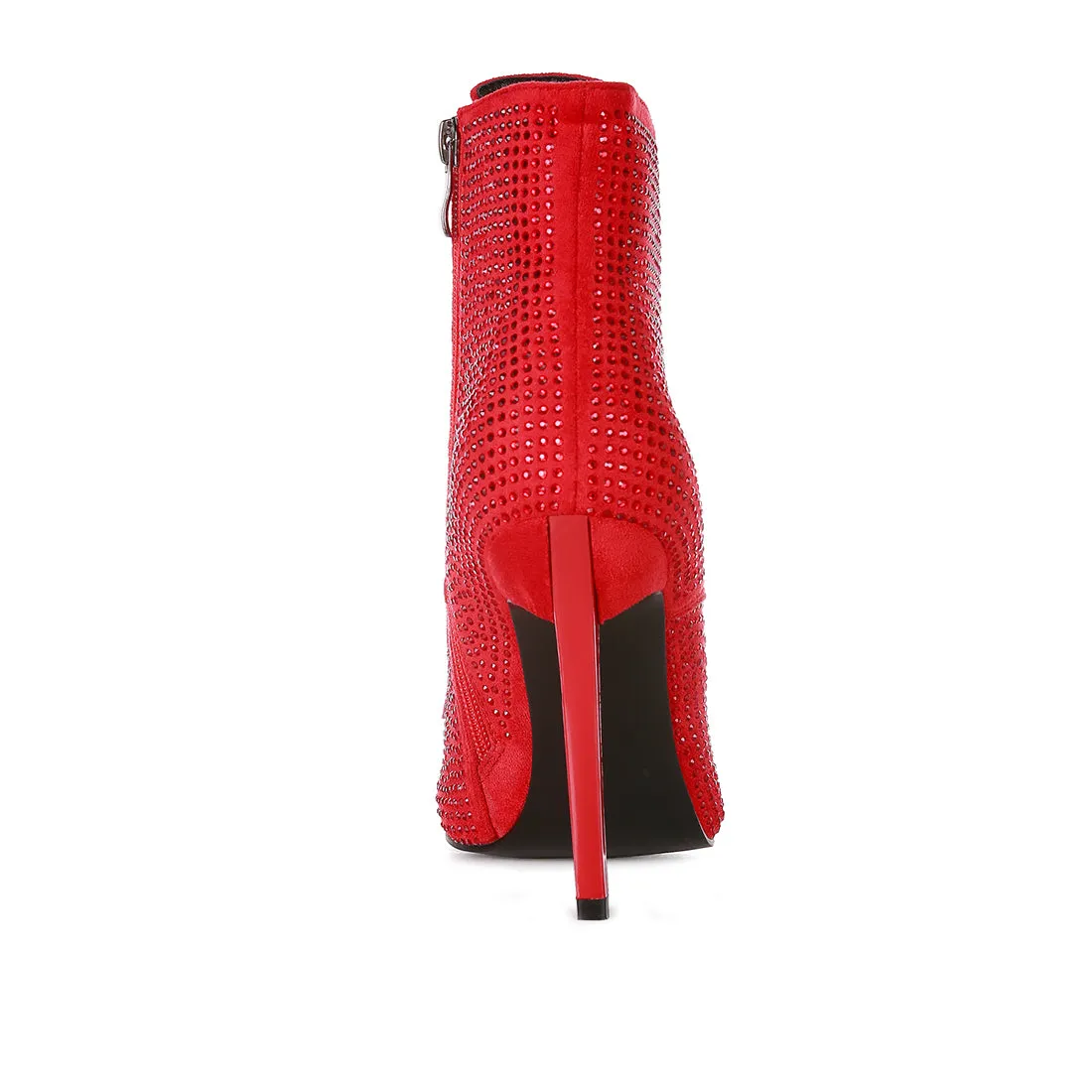Head On Faux Suede Diamante Ankle Boots
