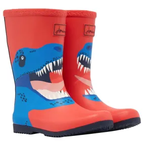 Joules Roll Up Waterproof Rain Boot Red Dino
