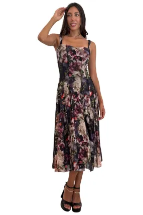 MARGUERITE Sleeveless Mid Calf Fit N Flare Mesh Dress