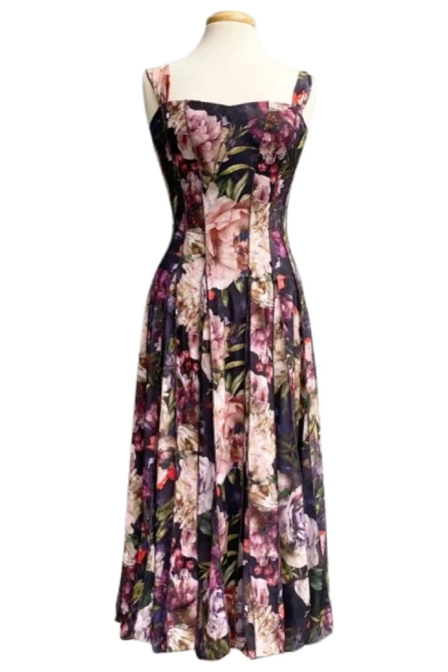 MARGUERITE Sleeveless Mid Calf Fit N Flare Mesh Dress