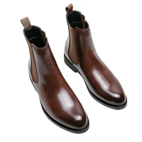 Men's British Style Chelsea Boots - Mid-Calf Dress Shoes, Formal Business Ankle Boots in Split Leather for Autumn