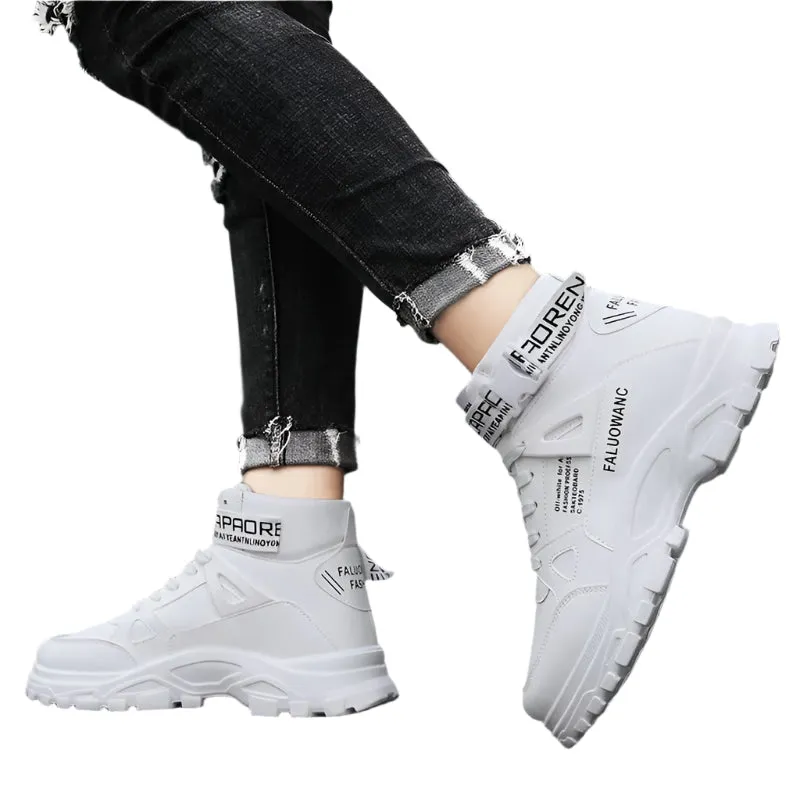 Men’s Casual Ankle Boots - Retro Platform Lace-Up Shoes with Heightening Sole