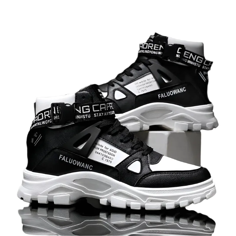 Men’s Casual Ankle Boots - Retro Platform Lace-Up Shoes with Heightening Sole