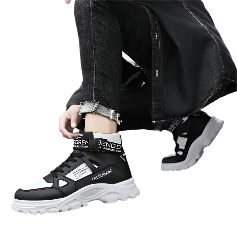 Men’s Casual Ankle Boots - Retro Platform Lace-Up Shoes with Heightening Sole
