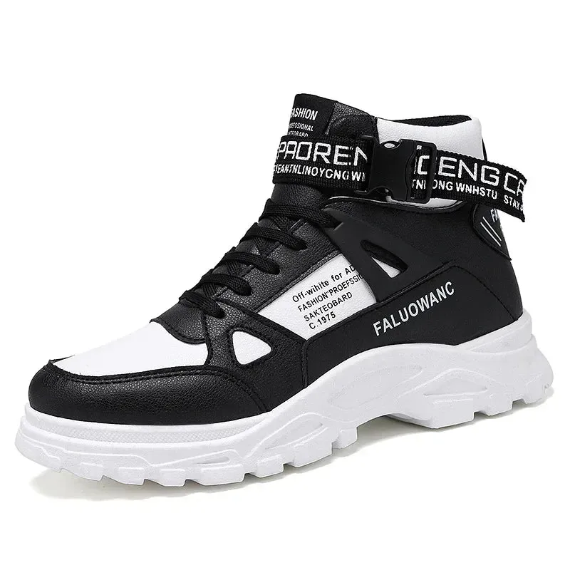 Men’s Casual Ankle Boots - Retro Platform Lace-Up Shoes with Heightening Sole