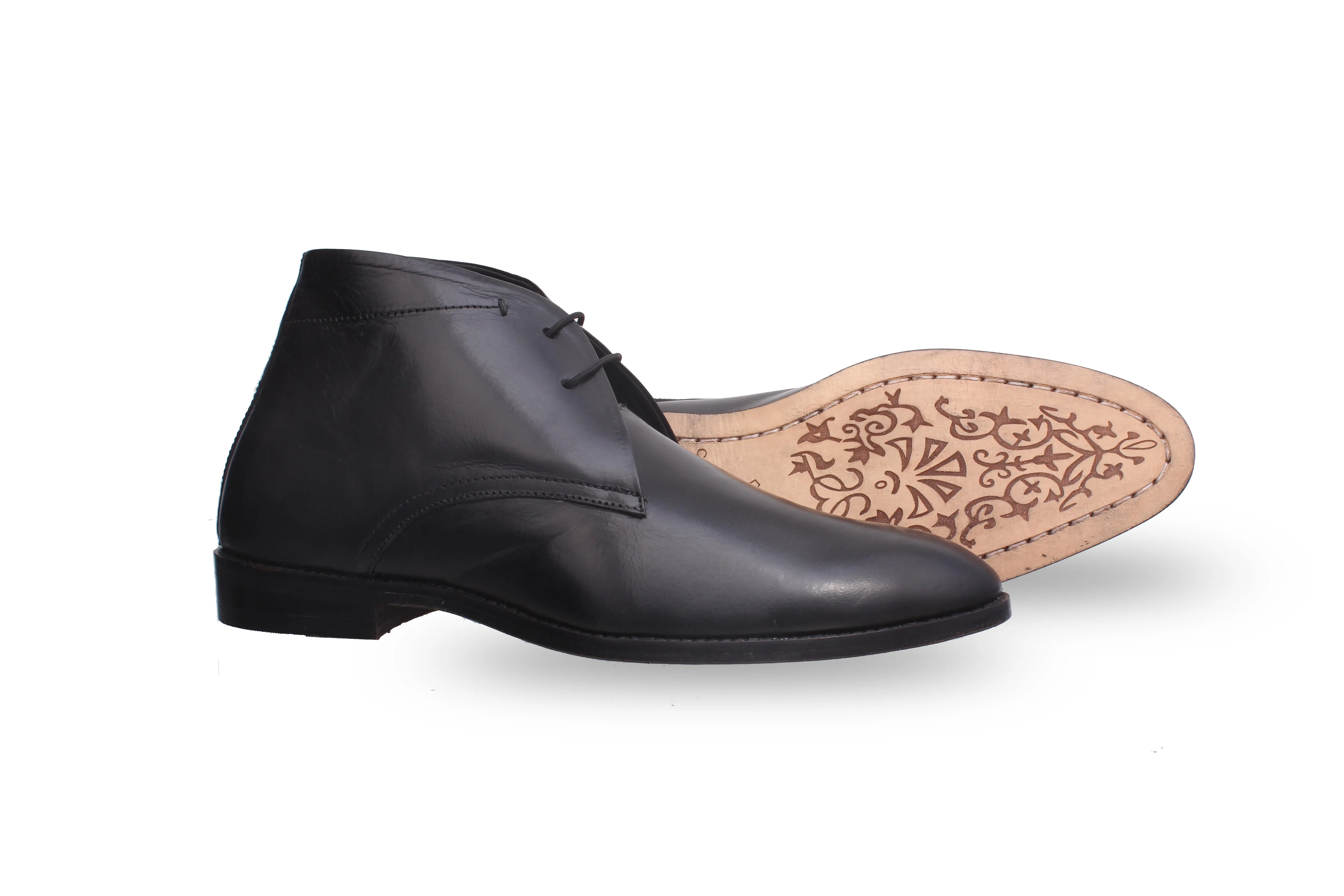 Men's Heavy Duty Chukka Shoe Black with 2 holes laces Designed by Cotton Cool