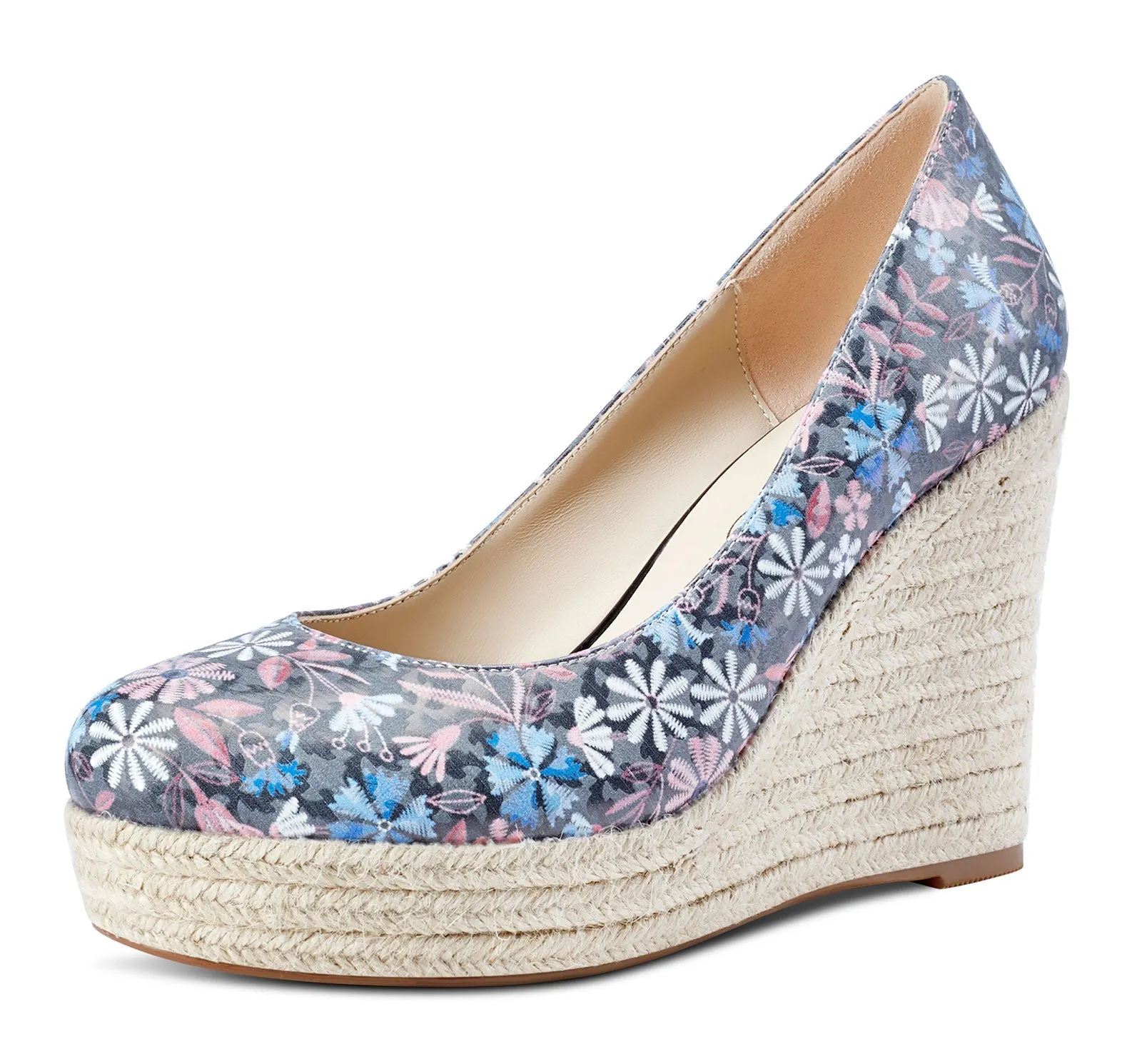NobleOnly Womens High Heels Platform Wedge Pumps Comfortable Leather Lining Slip-on Office Satin Shoes 10CM Heel