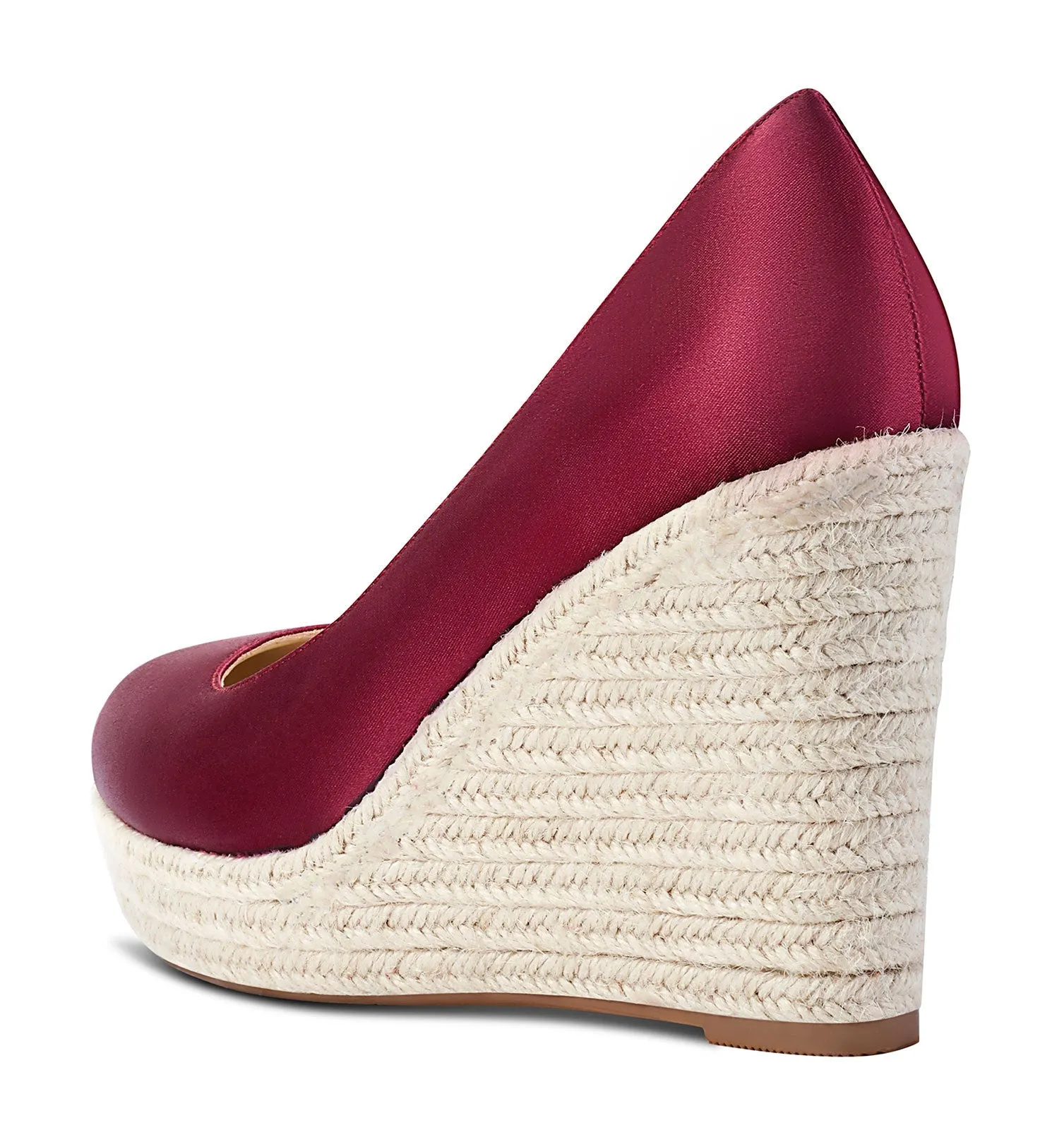 NobleOnly Womens High Heels Platform Wedge Pumps Comfortable Leather Lining Slip-on Office Satin Shoes 10CM Heel