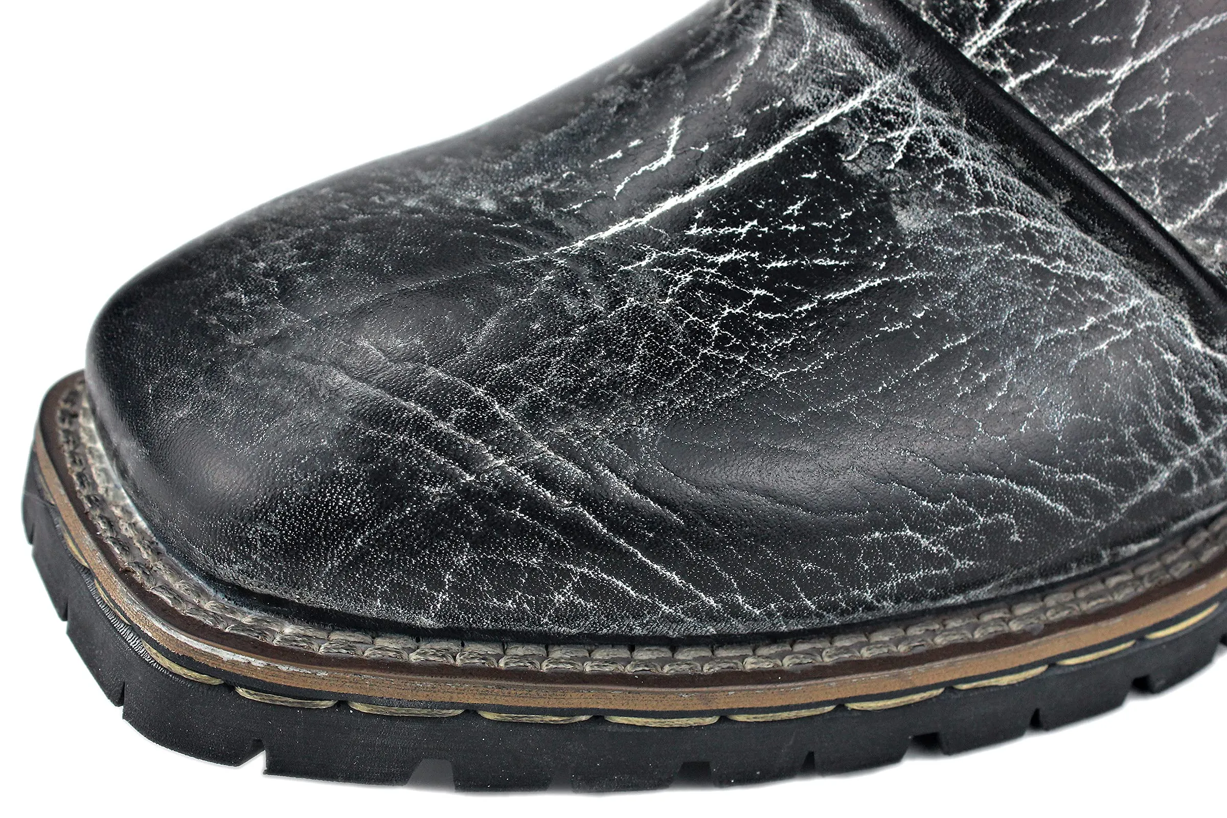 OSSTONE Cowboy Boots for Men Designer Fashion Zipper-up Leather Moto Chukka western Boots Casual Shoes OS-5008-H10-A-US