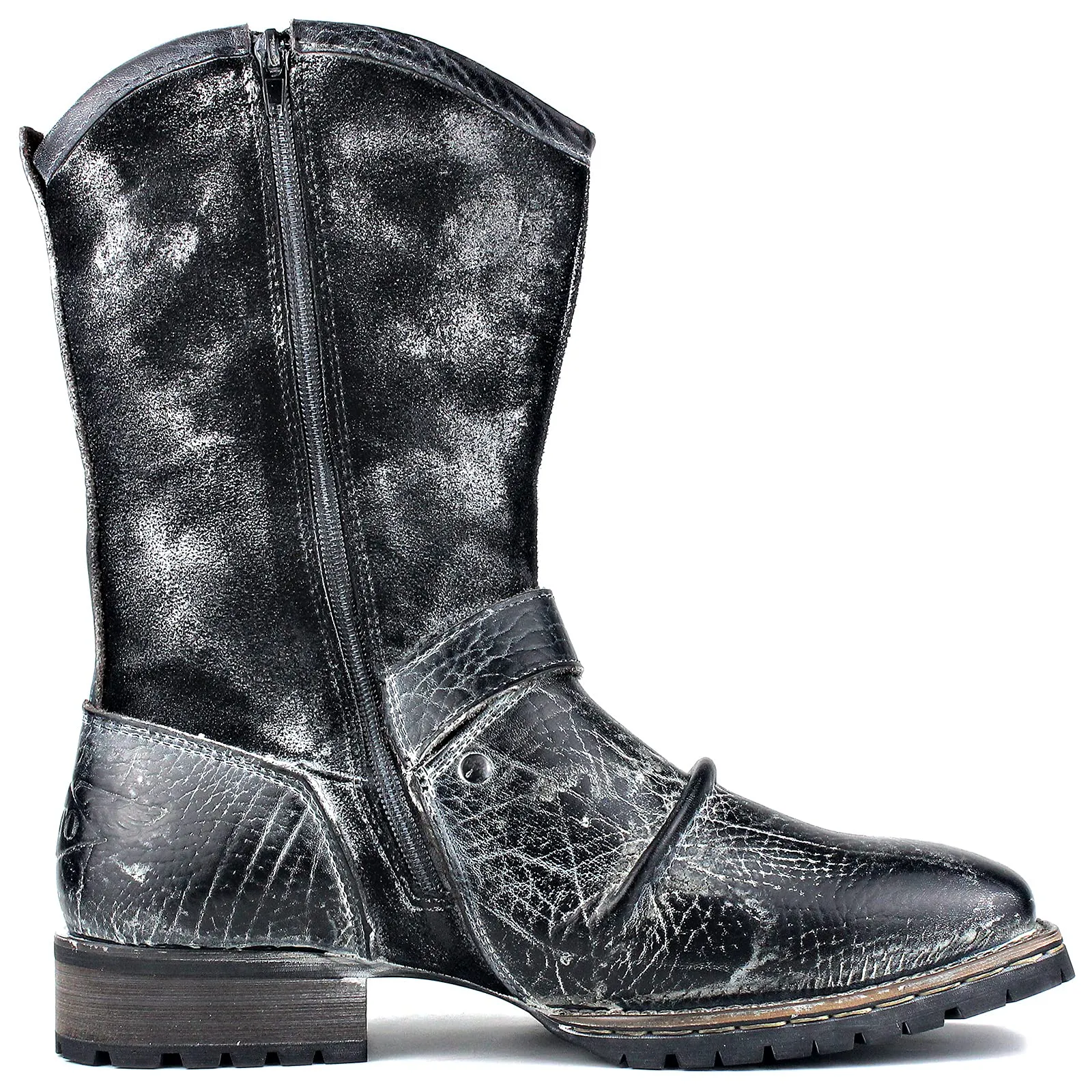 OSSTONE Cowboy Boots for Men Designer Fashion Zipper-up Leather Moto Chukka western Boots Casual Shoes OS-5008-H10-A-US