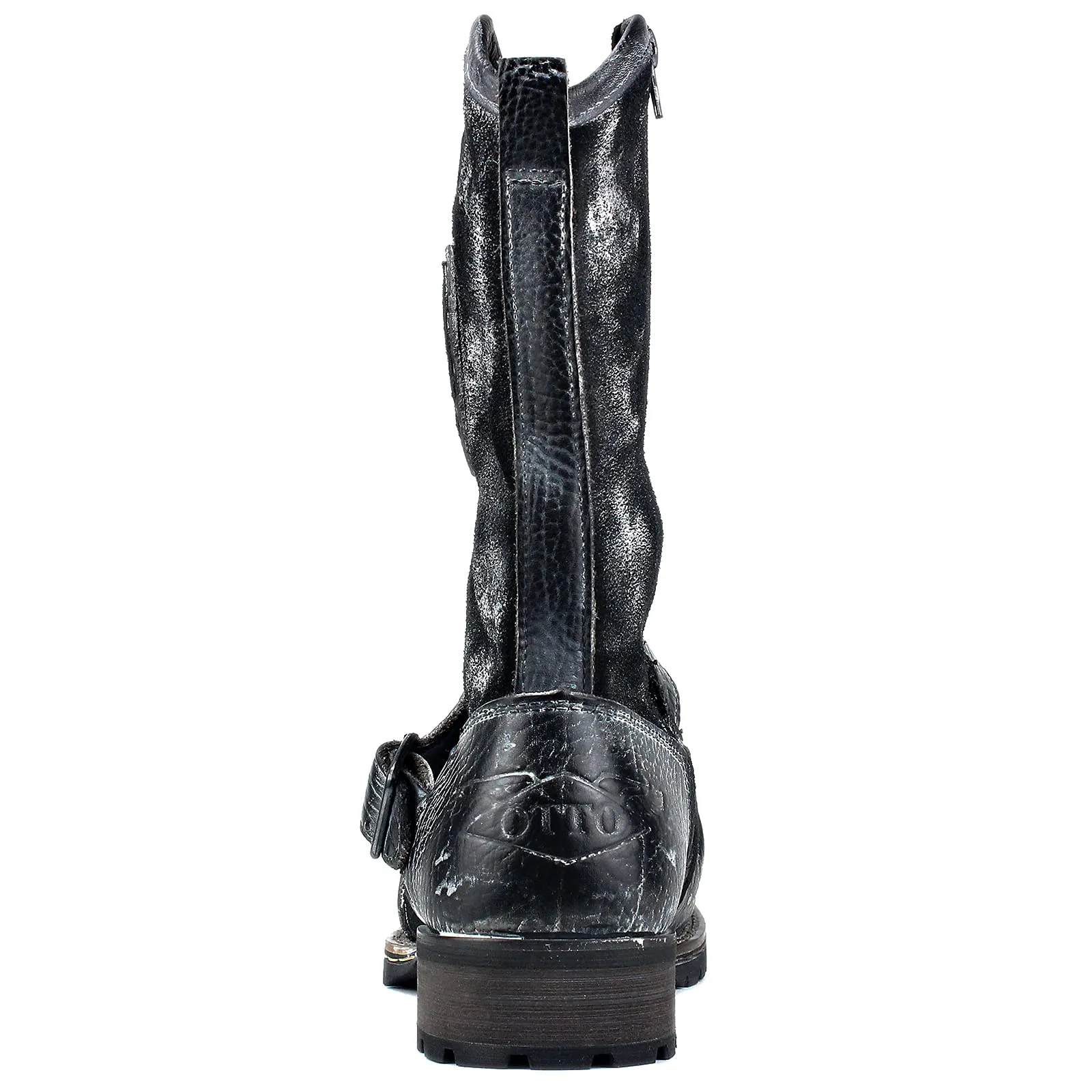 OSSTONE Cowboy Boots for Men Designer Fashion Zipper-up Leather Moto Chukka western Boots Casual Shoes OS-5008-H10-A-US