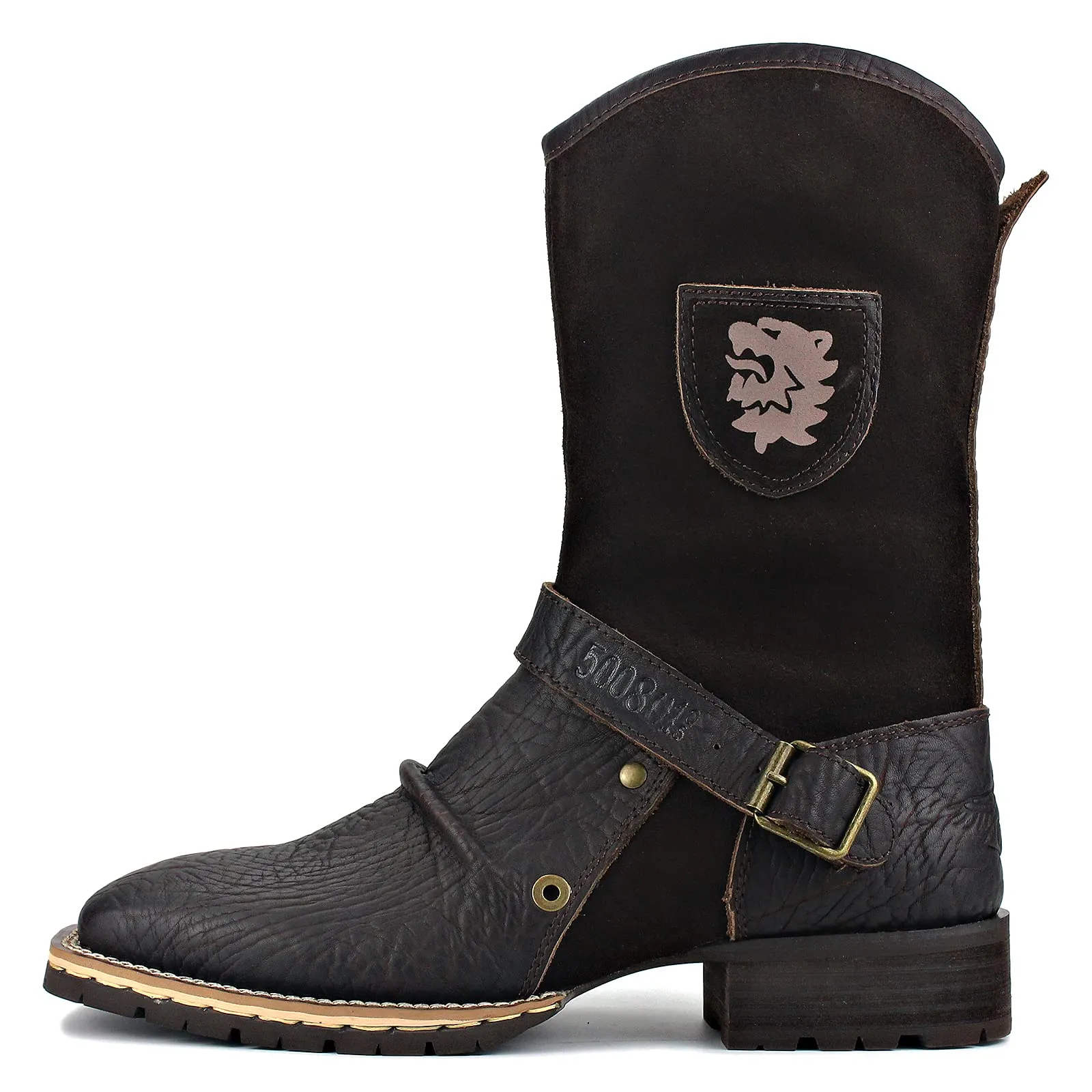 OSSTONE Cowboy Boots for Men Designer Fashion Zipper-up Leather Moto Chukka western Boots Casual Shoes OS-5008-H10-A-US