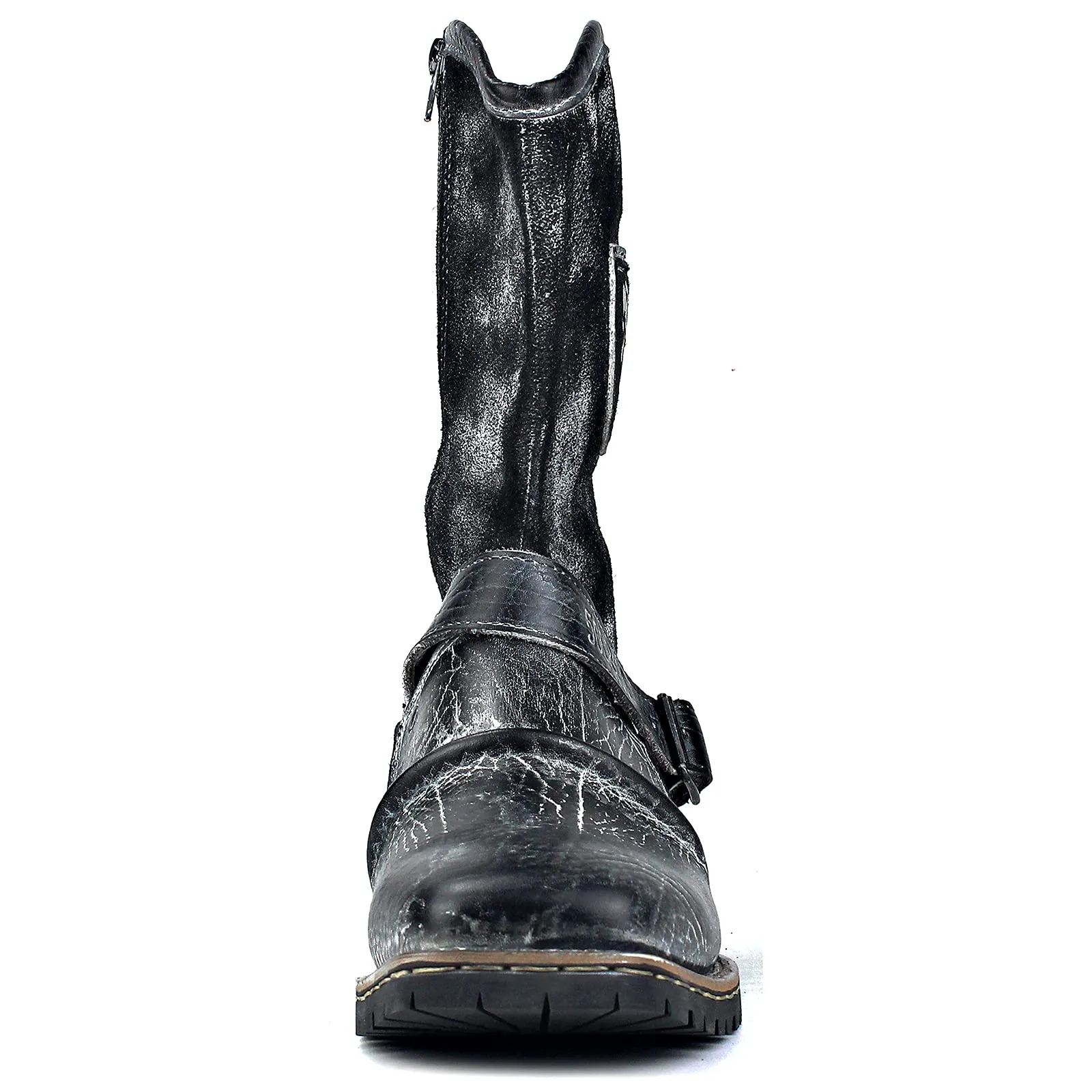 OSSTONE Cowboy Boots for Men Designer Fashion Zipper-up Leather Moto Chukka western Boots Casual Shoes OS-5008-H10-A-US