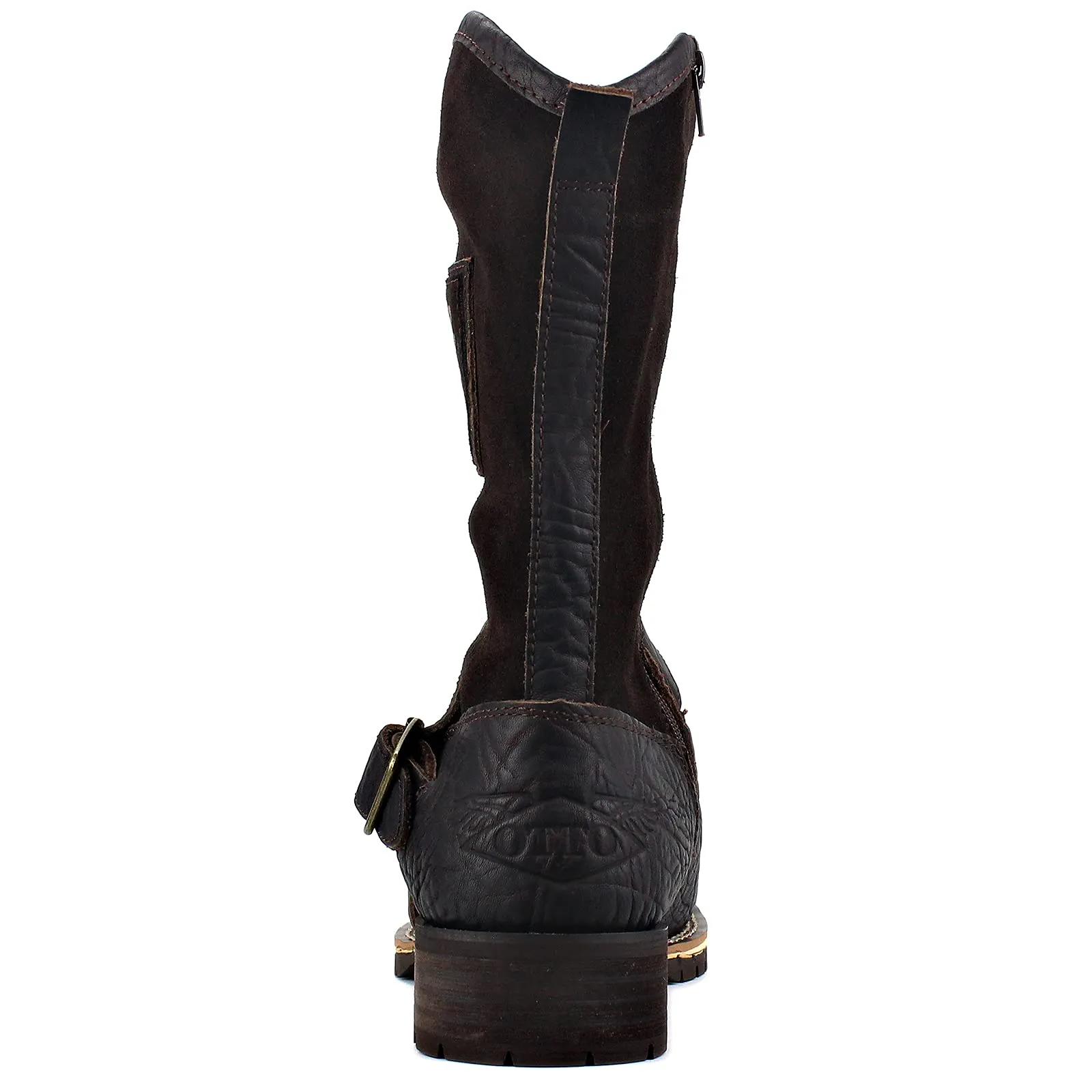 OSSTONE Cowboy Boots for Men Designer Fashion Zipper-up Leather Moto Chukka western Boots Casual Shoes OS-5008-H10-A-US