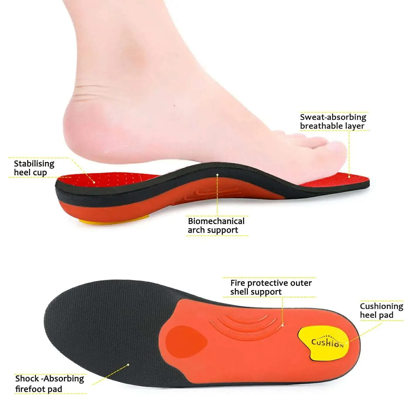 Plantar Fasciitis Orthopedic Arch Support Sport Insert Insoles