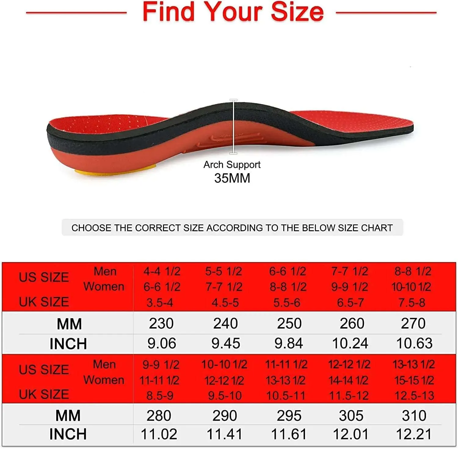 Plantar Fasciitis Orthopedic Arch Support Sport Insert Insoles