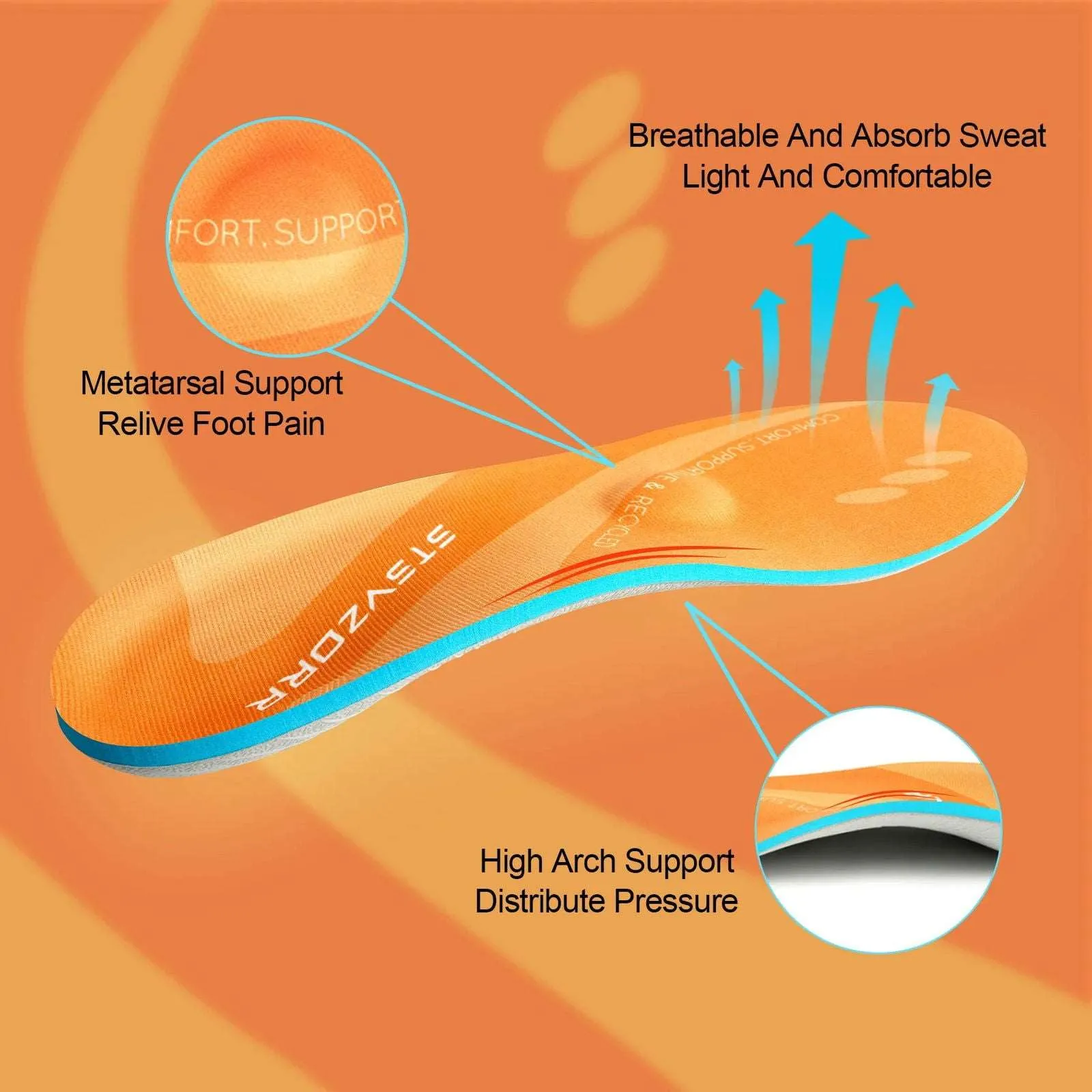 Plantar Fasciitis Orthopedic Arch Support Sport Insert Insoles