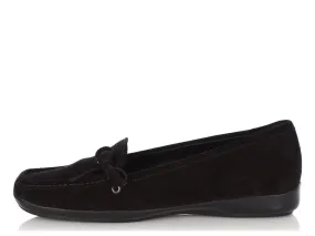 Prada Black Suede Moccasin Loafers