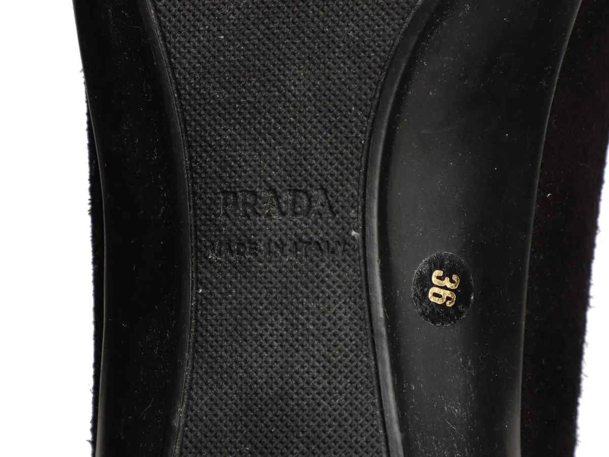 Prada Black Suede Moccasin Loafers