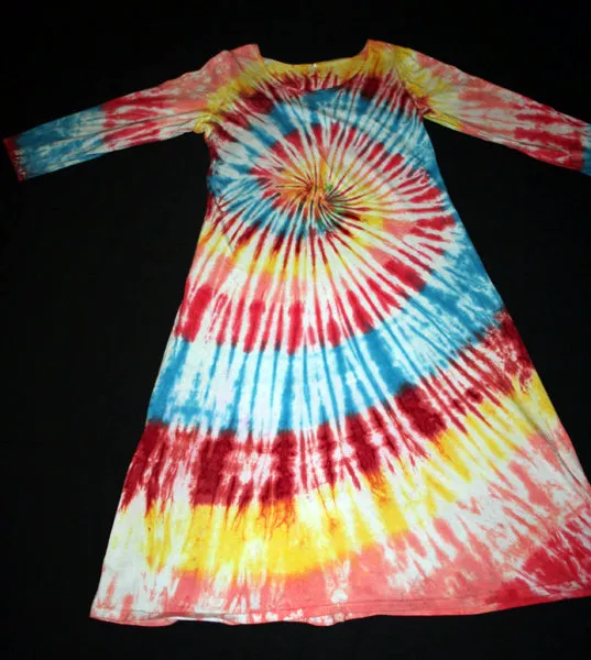 Rainbow tie dye Women's mid-calf long sleeve Dress