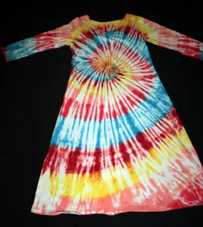 Rainbow tie dye Women's mid-calf long sleeve Dress