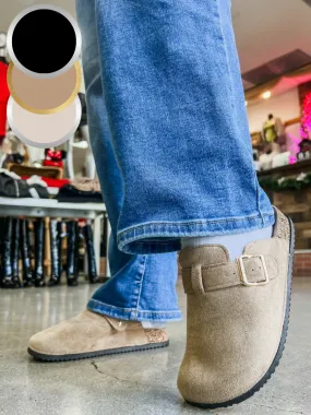 RESTOCK! Matcha Buckle Suede Slip On Clogs
