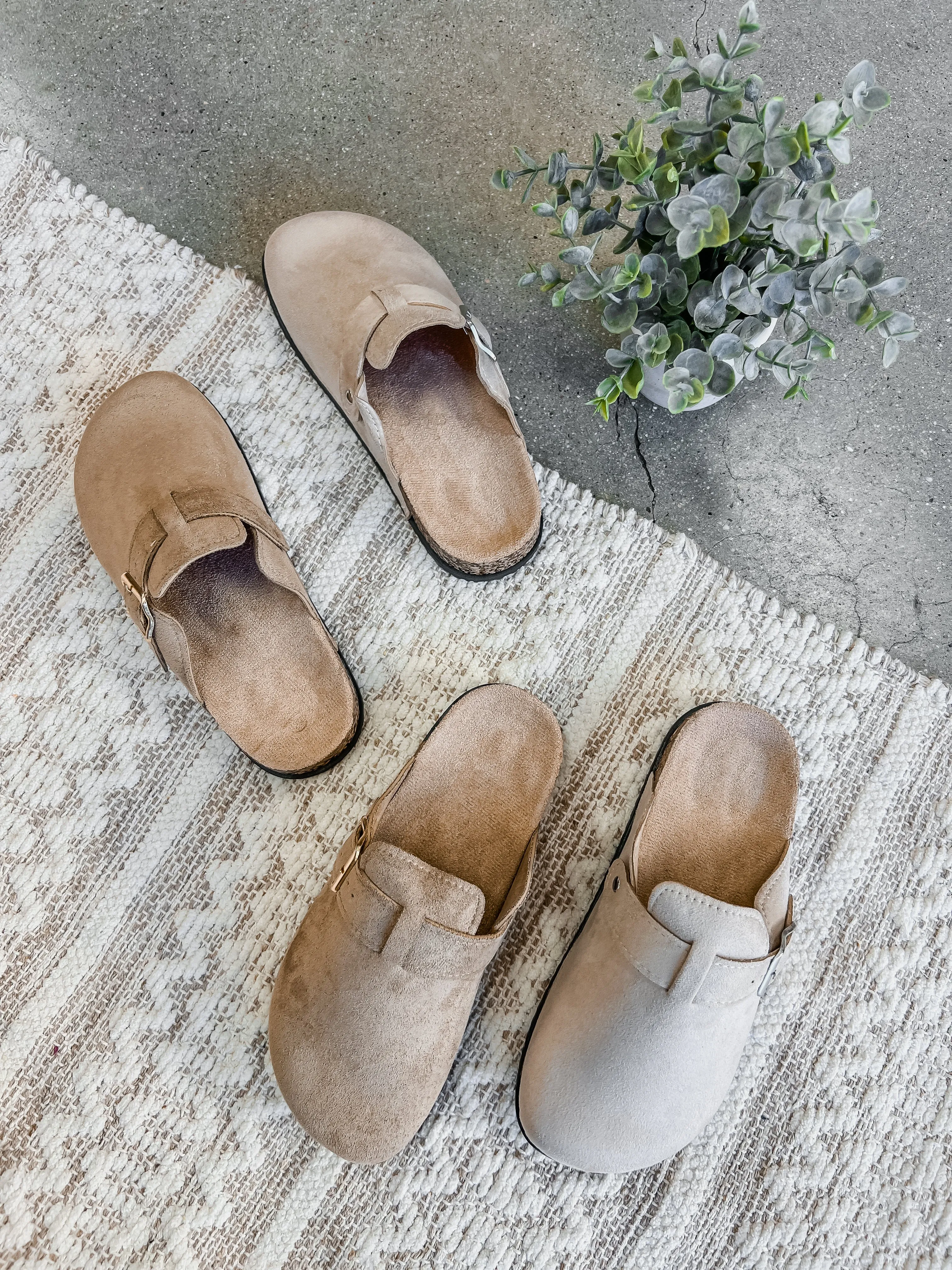 RESTOCK! Matcha Buckle Suede Slip On Clogs