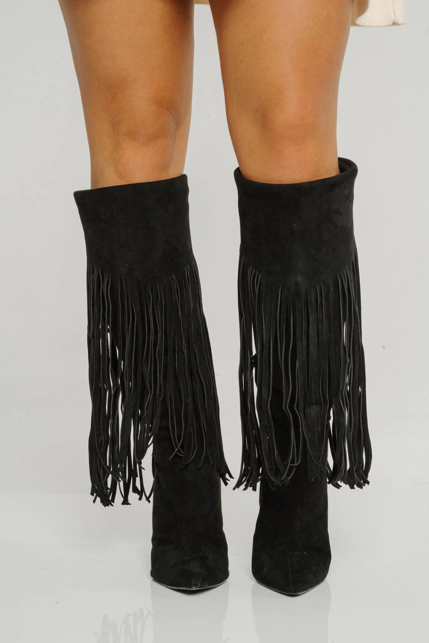 Sadie Fringed Boot In Black